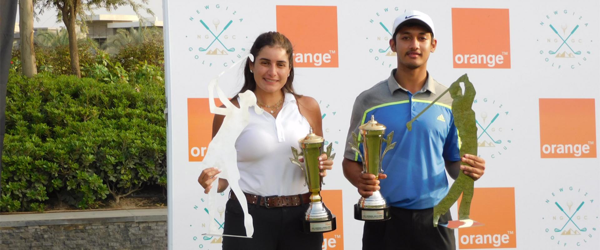 Anshul Kabthiyal and Dina Abou El Ela won the gross champion awards Of the 2021 NEWGIZA Amateurs Open sponsored by ORANGE